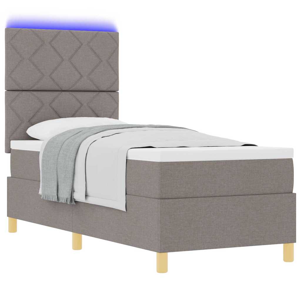 vidaXL LED Κρεβάτι με βάθρο με κεφαλάρι Taupe 80 x 200 cm ύφασμα
