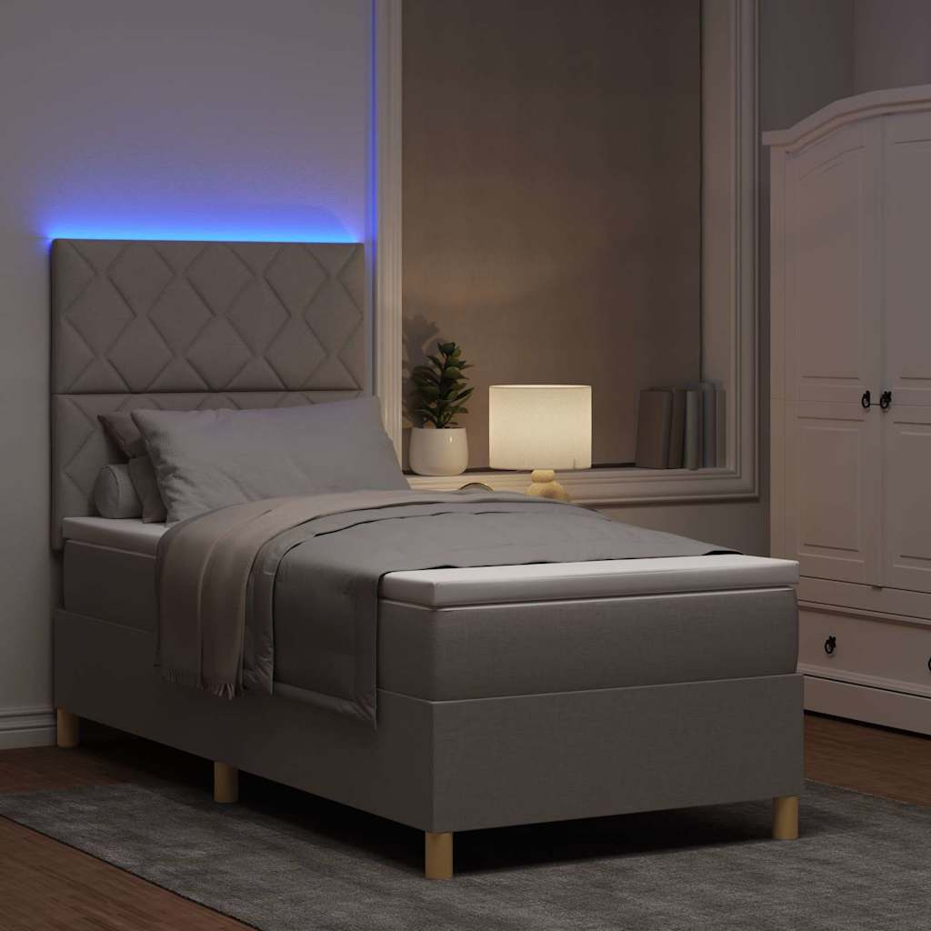 vidaXL LED Κρεβάτι με βάθρο με κεφαλάρι Taupe 90 x 190 cm ύφασμα