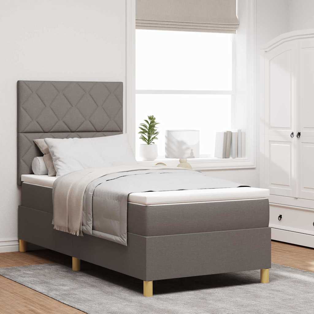 vidaXL LED Κρεβάτι με βάθρο με κεφαλάρι Taupe 90 x 190 cm ύφασμα