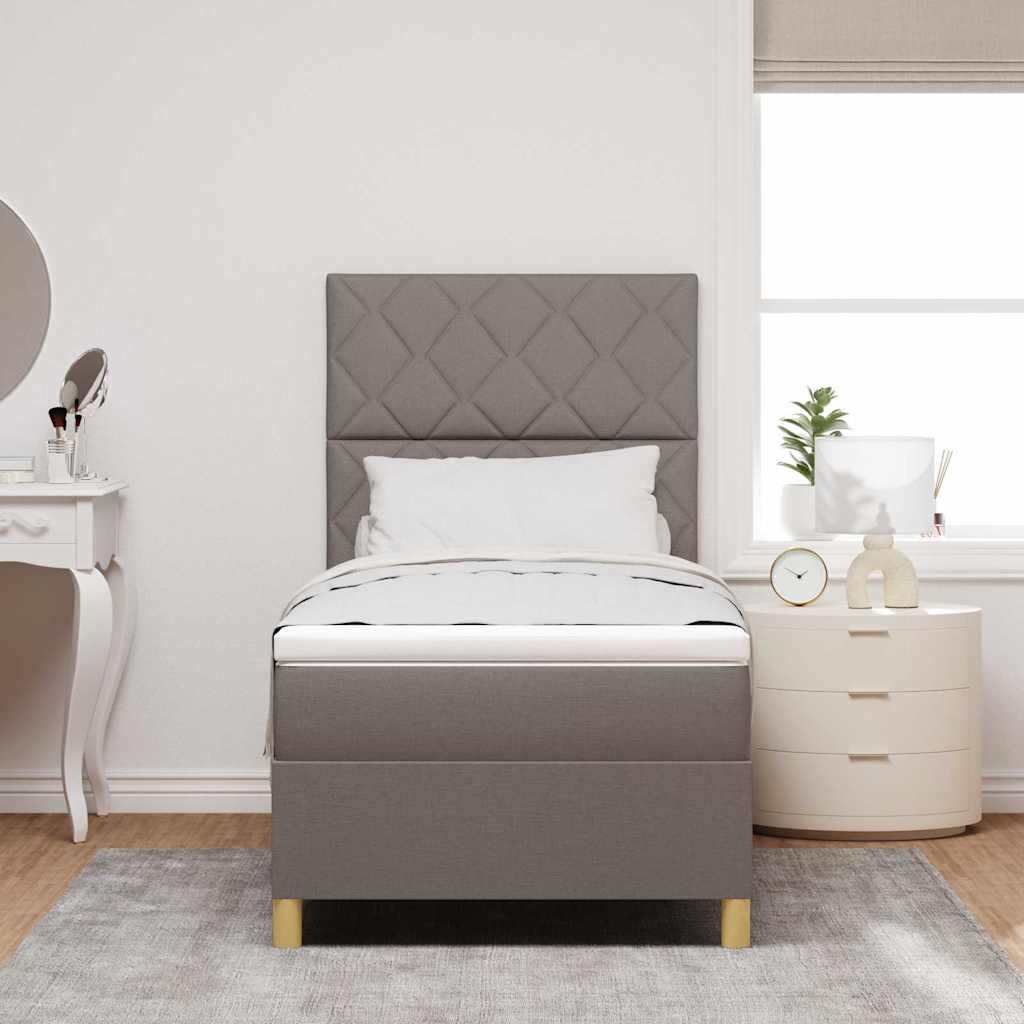 vidaXL LED Κρεβάτι με βάθρο με κεφαλάρι Taupe 90 x 190 cm ύφασμα