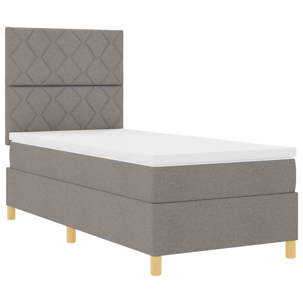 vidaXL LED Κρεβάτι με βάθρο με κεφαλάρι Taupe 90 x 190 cm ύφασμα