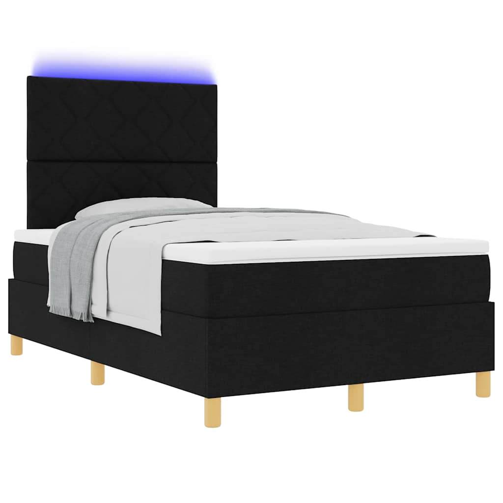 vidaXL LED Κρεβάτι με βάθρο με κεφαλάρι Μαύρο 120 x 190 cm ύφασμα