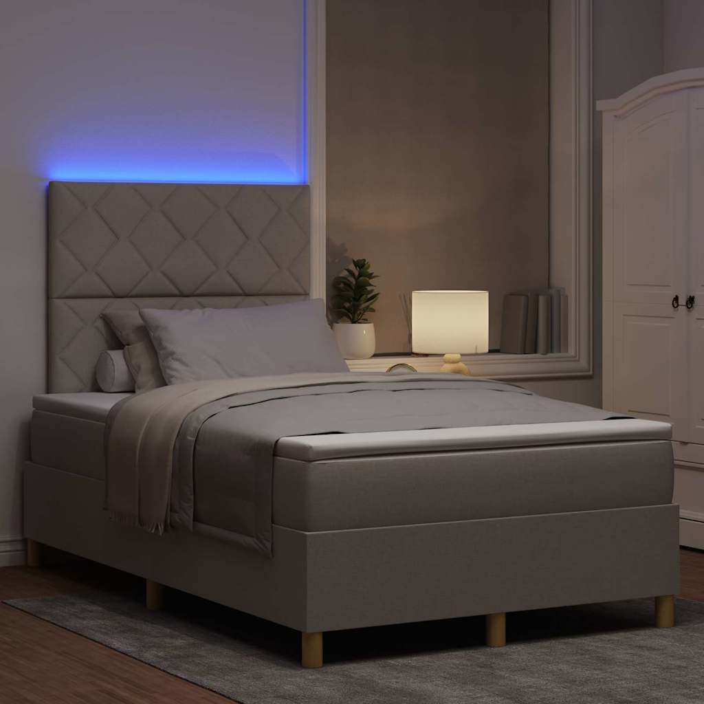 vidaXL LED Κρεβάτι με βάθρο με κεφαλάρι Taupe 120 x 190 cm ύφασμα