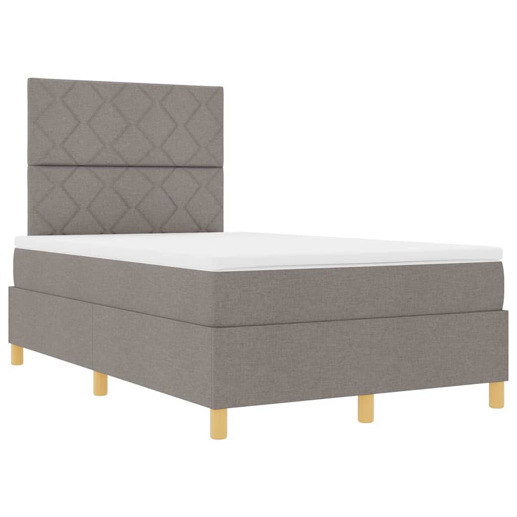 vidaXL LED Κρεβάτι με βάθρο με κεφαλάρι Taupe 120 x 190 cm ύφασμα