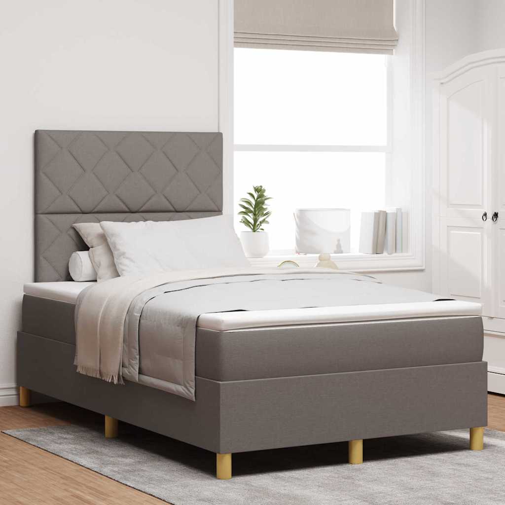 vidaXL LED Κρεβάτι με βάθρο με κεφαλάρι Taupe 120 x 200 cm ύφασμα