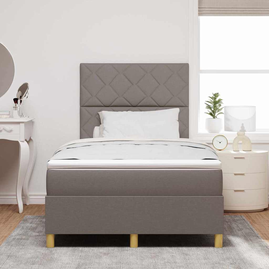 vidaXL LED Κρεβάτι με βάθρο με κεφαλάρι Taupe 120 x 200 cm ύφασμα