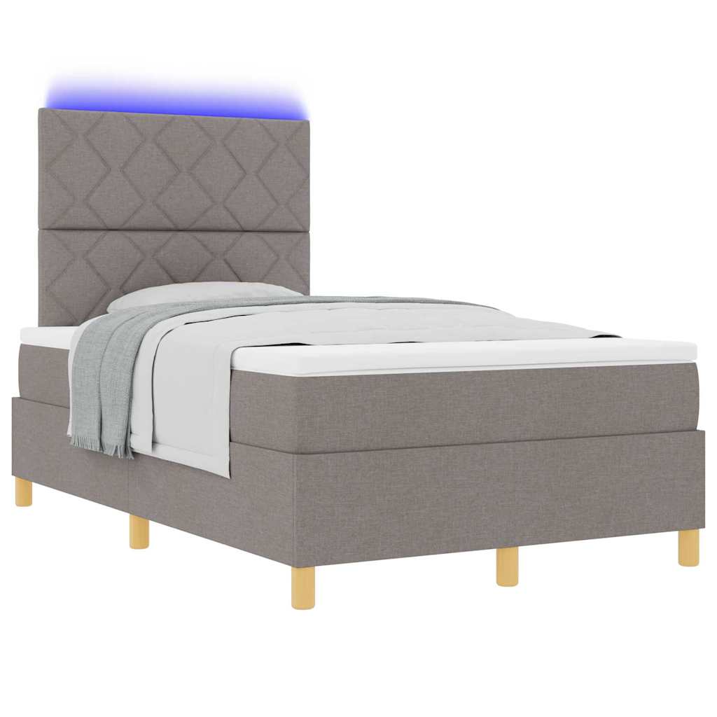 vidaXL LED Κρεβάτι με βάθρο με κεφαλάρι Taupe 120 x 200 cm ύφασμα