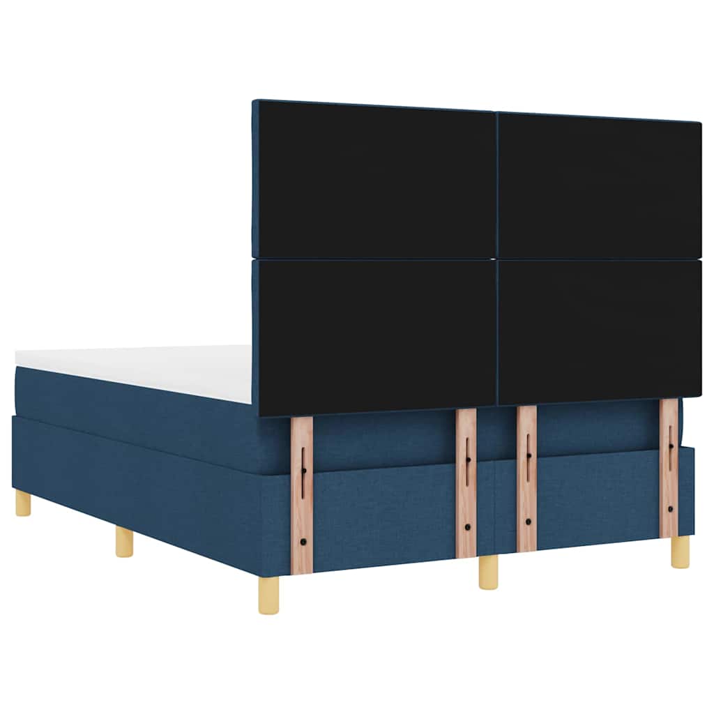 vidaXL LED Κρεβάτι με βάθρο με κεφαλάρι Μπλε 140 x 190 cm ύφασμα