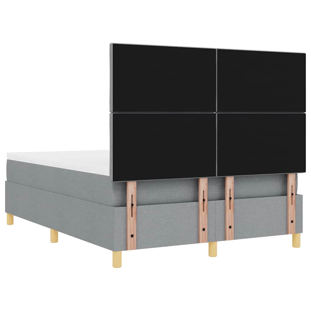 vidaXL LED Κρεβάτι με βάθρο Ανοιχτό γκρι 160 x 200 cm ύφασμα