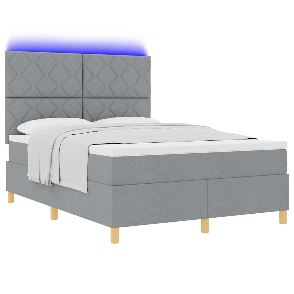 vidaXL LED Κρεβάτι με βάθρο Ανοιχτό γκρι 160 x 200 cm ύφασμα