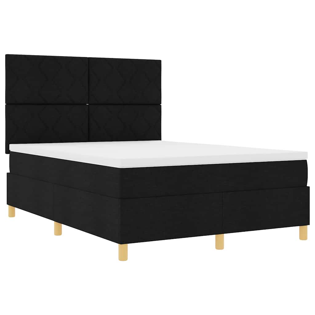 vidaXL LED Κρεβάτι με βάθρο με κεφαλάρι Μαύρο 160 x 200 cm ύφασμα