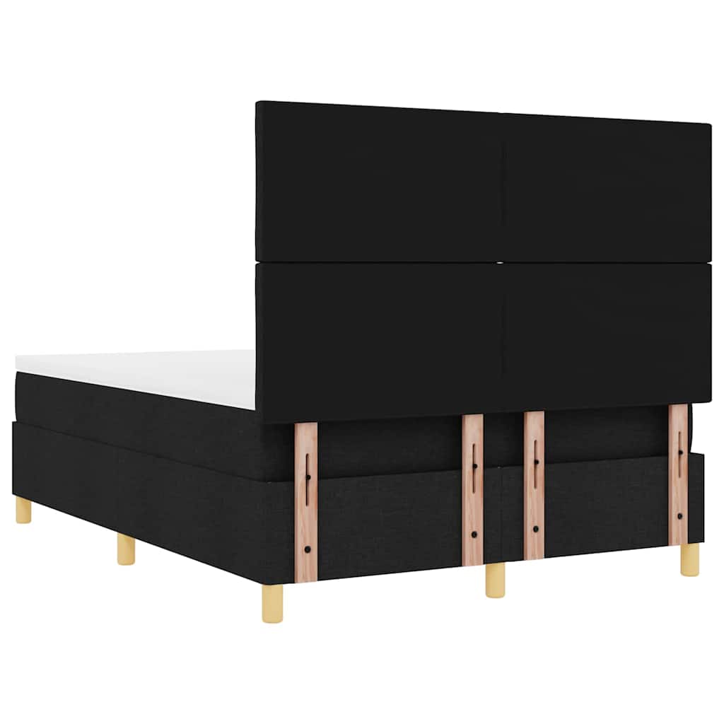 vidaXL LED Κρεβάτι με βάθρο με κεφαλάρι Μαύρο 160 x 200 cm ύφασμα