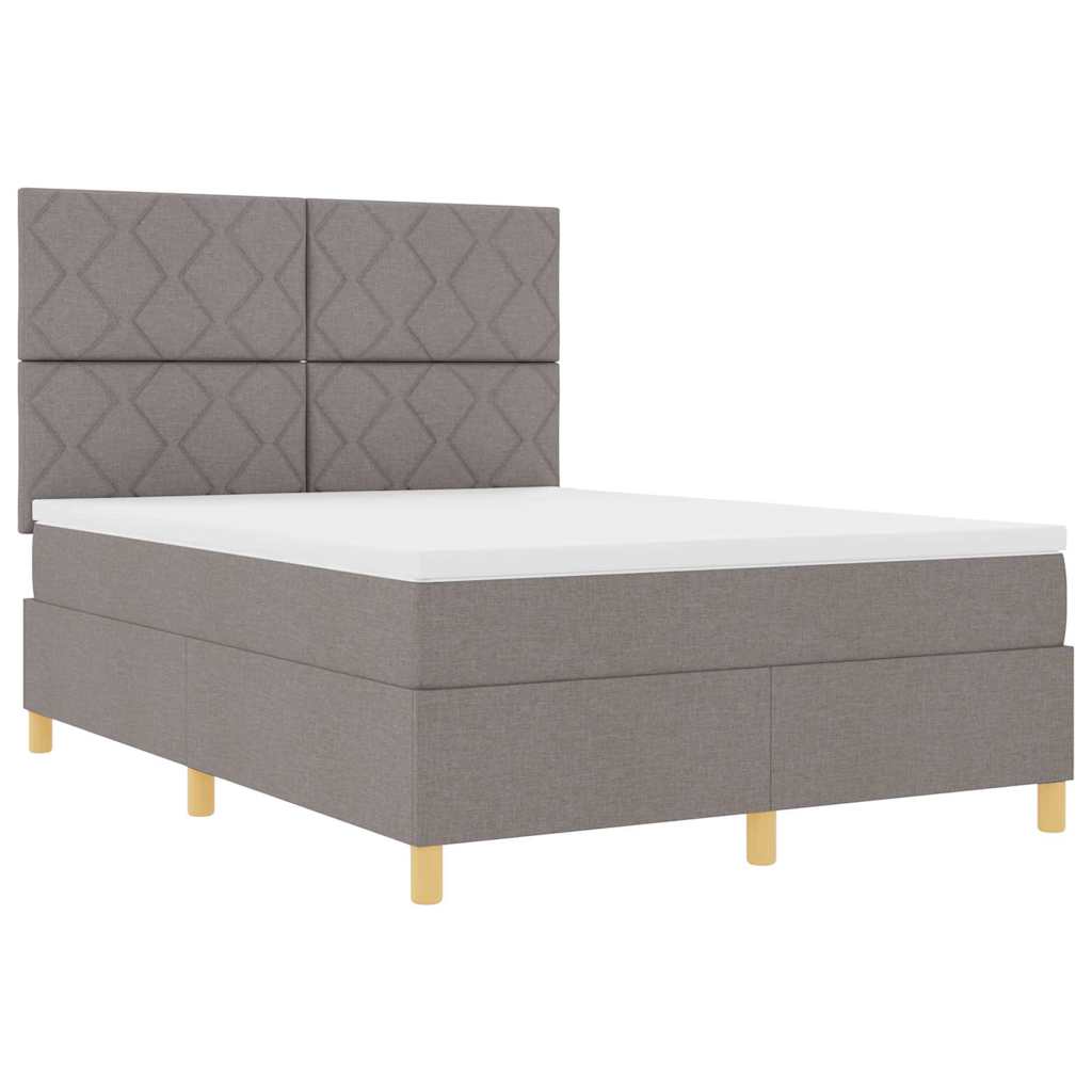 vidaXL LED Κρεβάτι με βάθρο με κεφαλάρι Taupe 160 x 200 cm ύφασμα