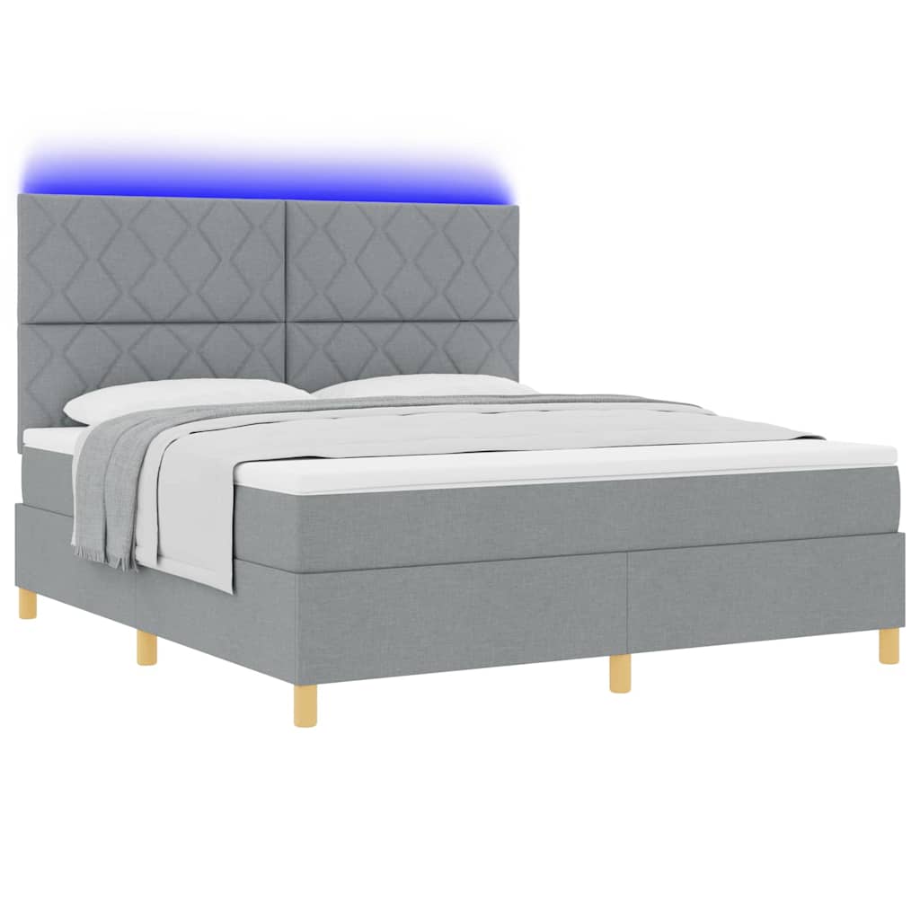 vidaXL LED Κρεβάτι με βάθρο Ανοιχτό γκρι 180 x 200 cm ύφασμα