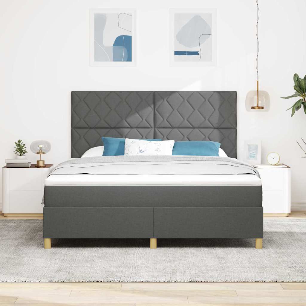 vidaXL LED Κρεβάτι με βάθρο Σκούρο Γκρι 180 x 200 cm ύφασμα