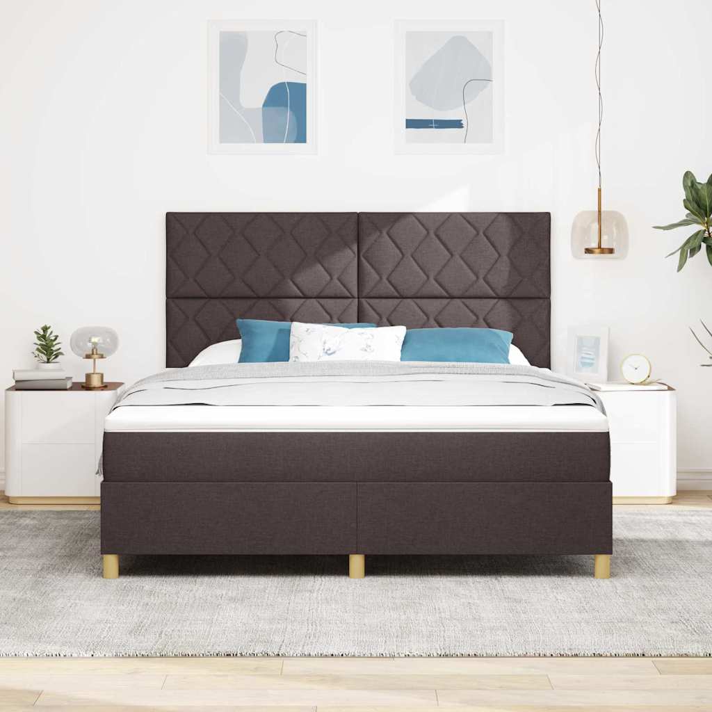 vidaXL LED Κρεβάτι με βάθρο Σκούρο Καφέ 180 x 200 cm ύφασμα
