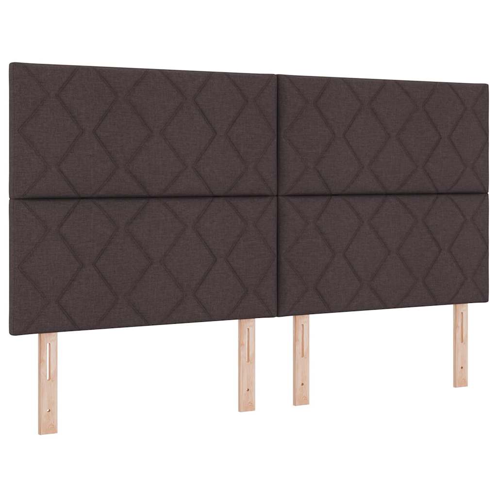 vidaXL LED Κρεβάτι με βάθρο Σκούρο Καφέ 180 x 200 cm ύφασμα