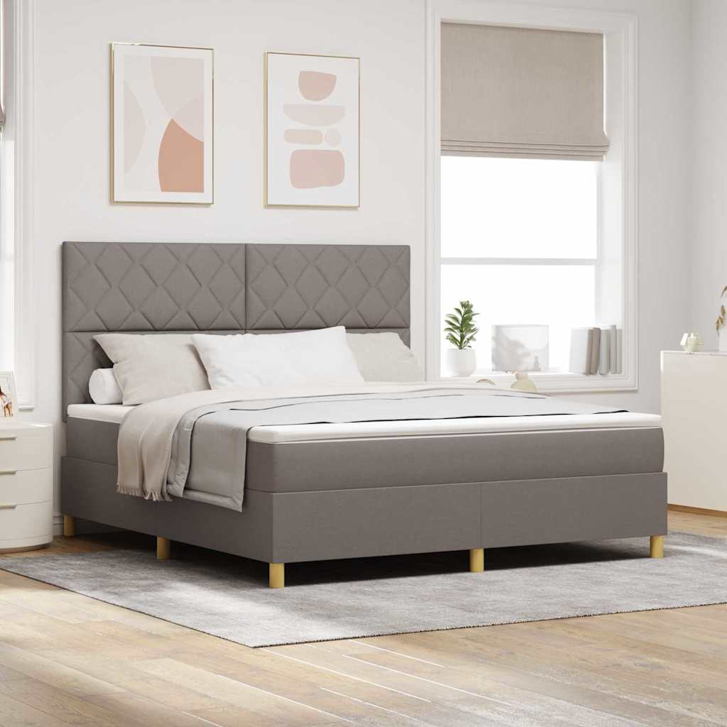 vidaXL LED Κρεβάτι με βάθρο με κεφαλάρι Taupe 180 x 200 cm ύφασμα
