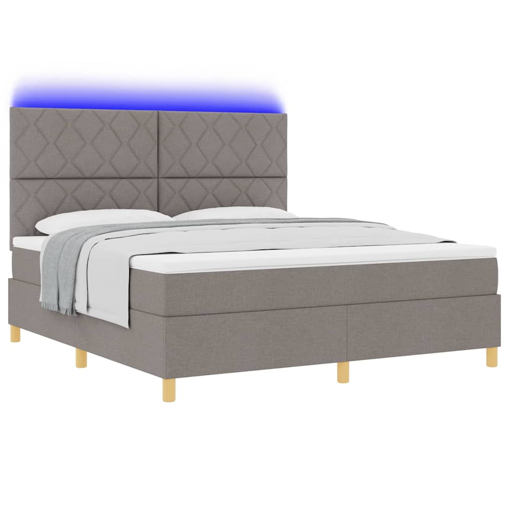 vidaXL LED Κρεβάτι με βάθρο με κεφαλάρι Taupe 180 x 200 cm ύφασμα