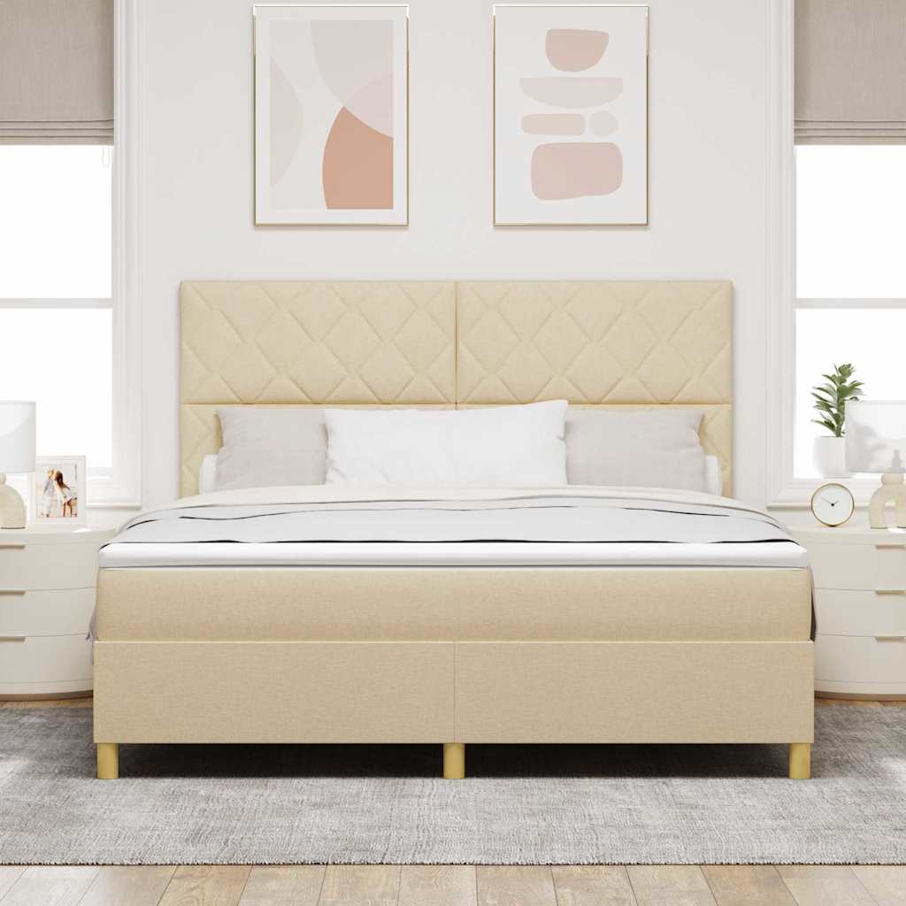 vidaXL LED Κρεβάτι με βάθρο με κεφαλάρι Κρεμ 180 x 200 cm ύφασμα
