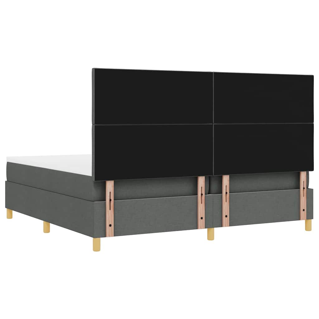 vidaXL LED Κρεβάτι με βάθρο Σκούρο Γκρι 200 x 200 cm ύφασμα
