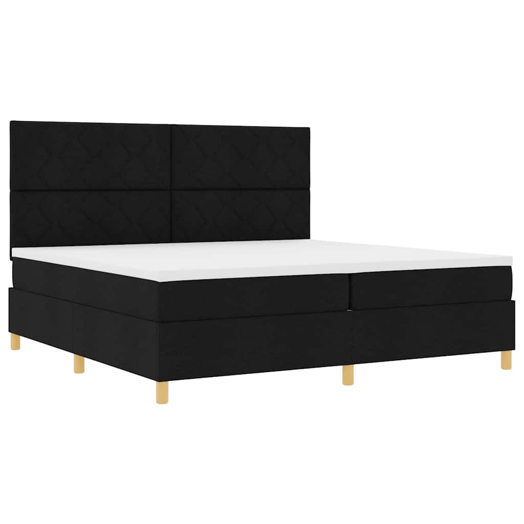 vidaXL LED Κρεβάτι με βάθρο με κεφαλάρι Μαύρο 200 x 200 cm ύφασμα
