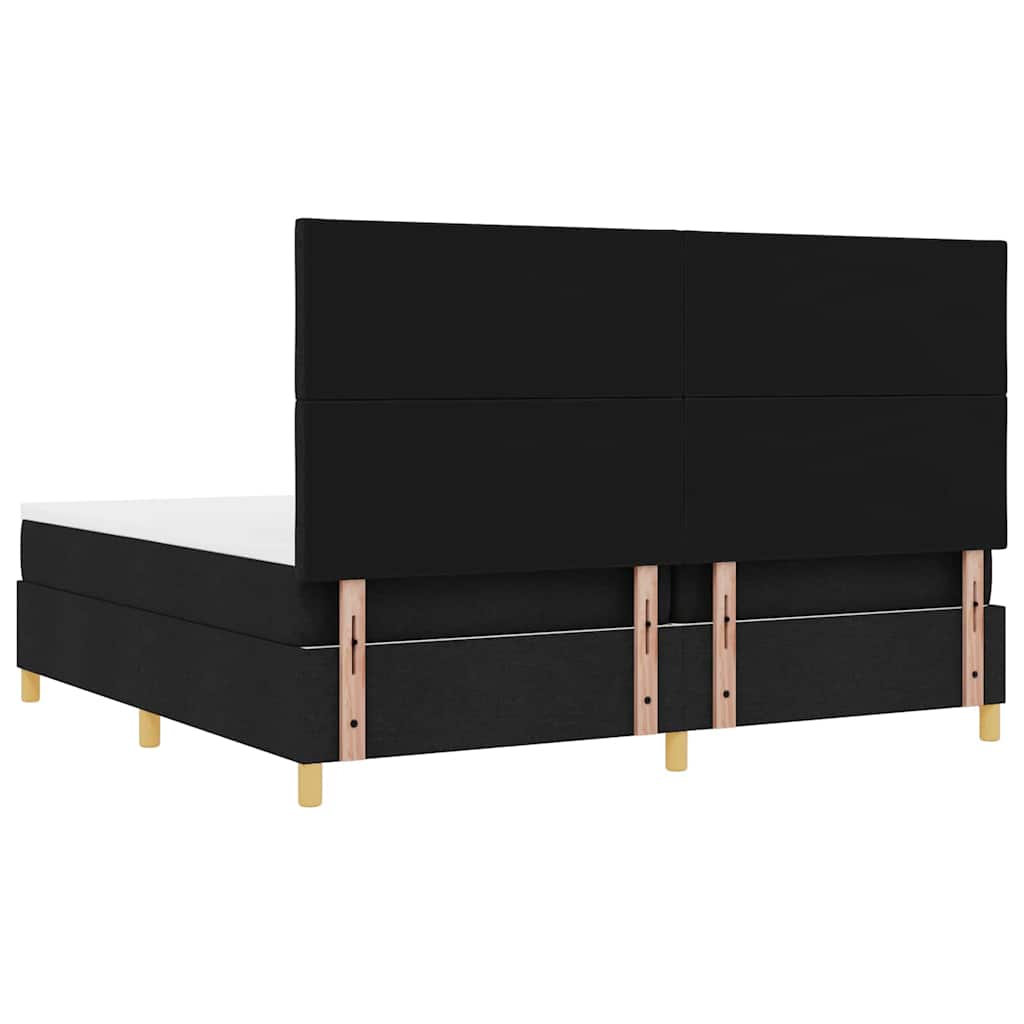 vidaXL LED Κρεβάτι με βάθρο με κεφαλάρι Μαύρο 200 x 200 cm ύφασμα