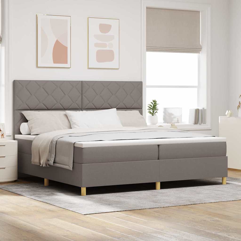 vidaXL LED Κρεβάτι με βάθρο με κεφαλάρι Taupe 200 x 200 cm ύφασμα