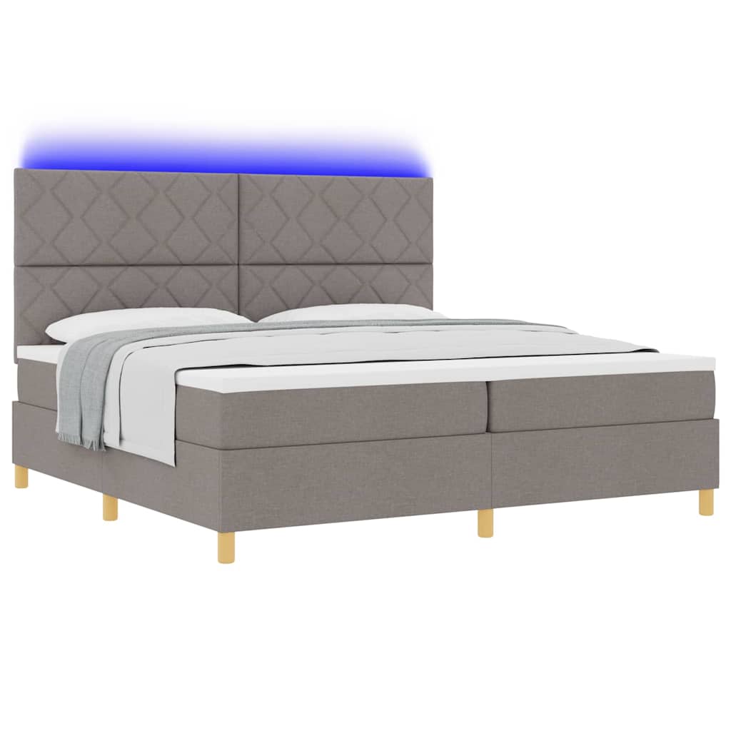 vidaXL LED Κρεβάτι με βάθρο με κεφαλάρι Taupe 200 x 200 cm ύφασμα