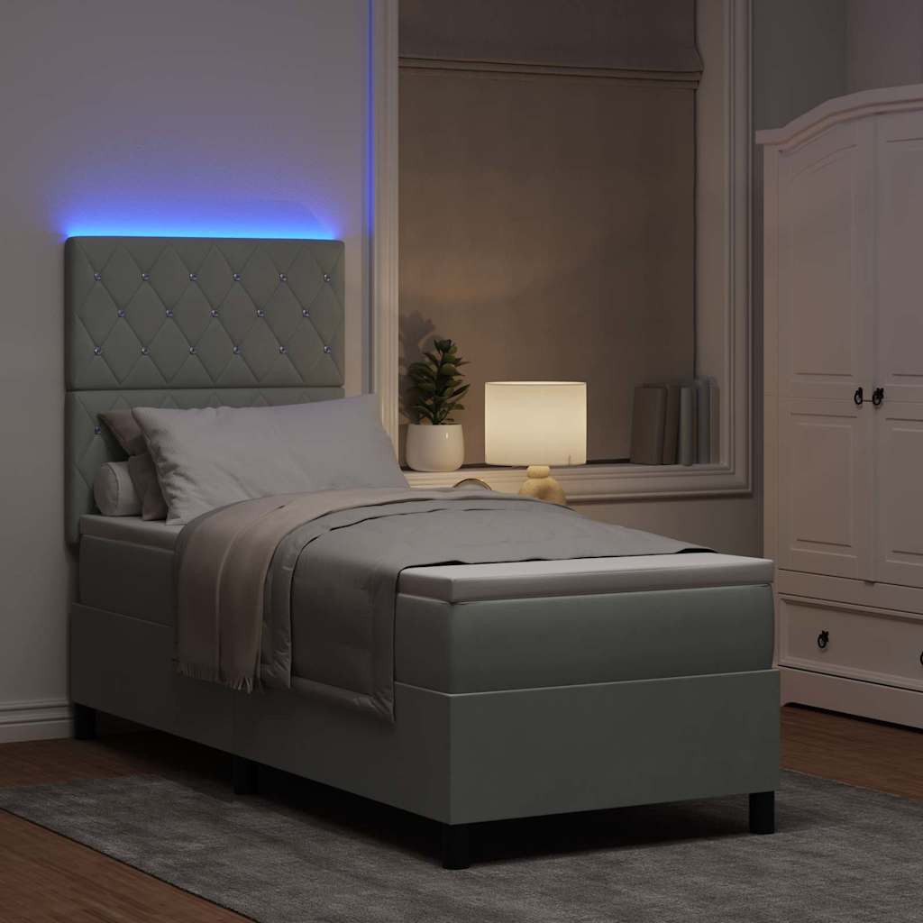 vidaXL LED Κρεβάτι με βάθρο με στρώμα Ανοιχτό γκρι 80 x 200 cm ύφασμα