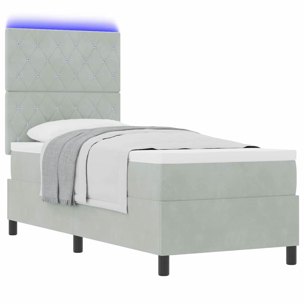 vidaXL LED Κρεβάτι με βάθρο με στρώμα Ανοιχτό γκρι 80 x 200 cm ύφασμα