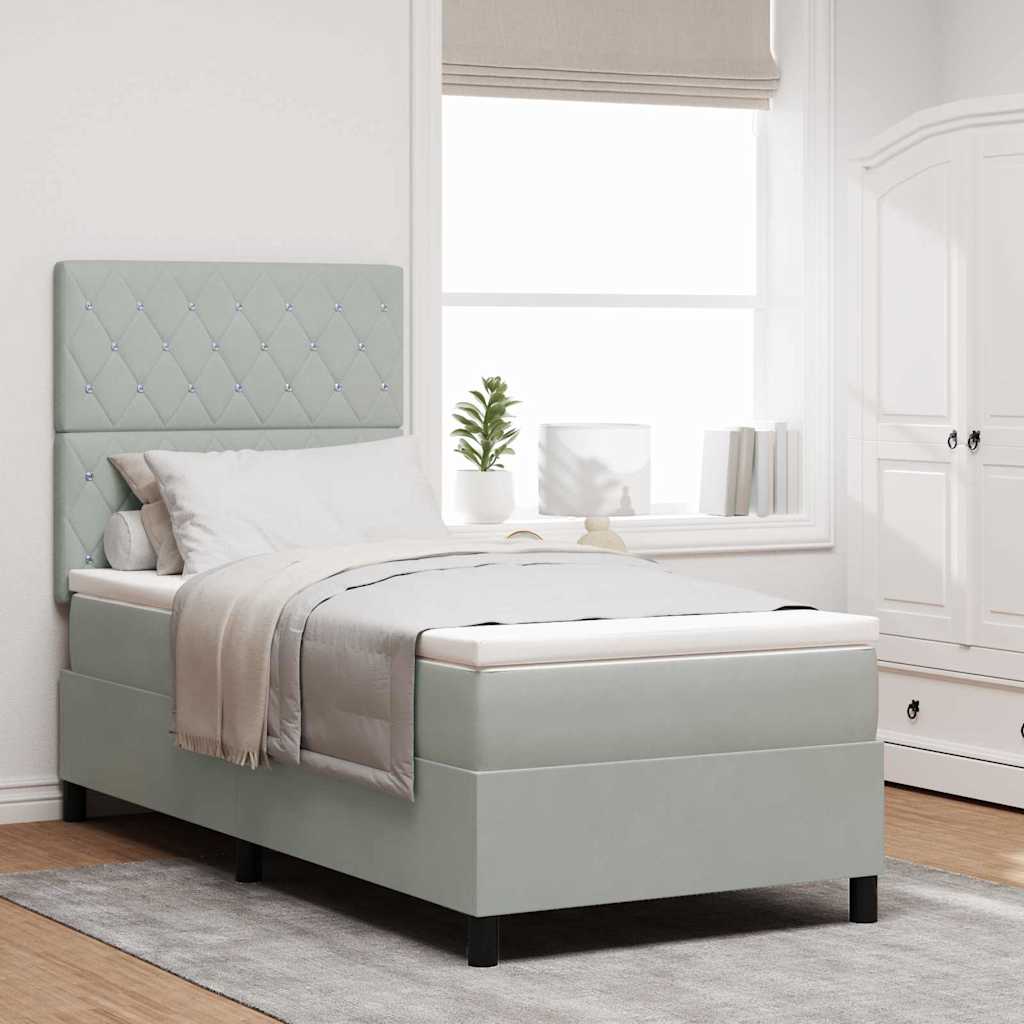vidaXL LED Κρεβάτι με βάθρο Ανοιχτό γκρι 100 x 200 cm Βελούδο
