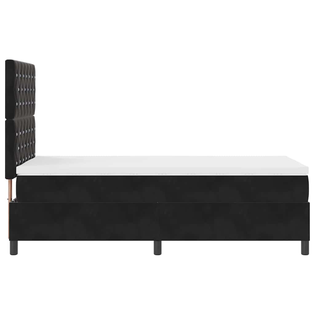 vidaXL LED Κρεβάτι με βάθρο με στρώμα Μαύρο 100 x 200 cm Βελούδο