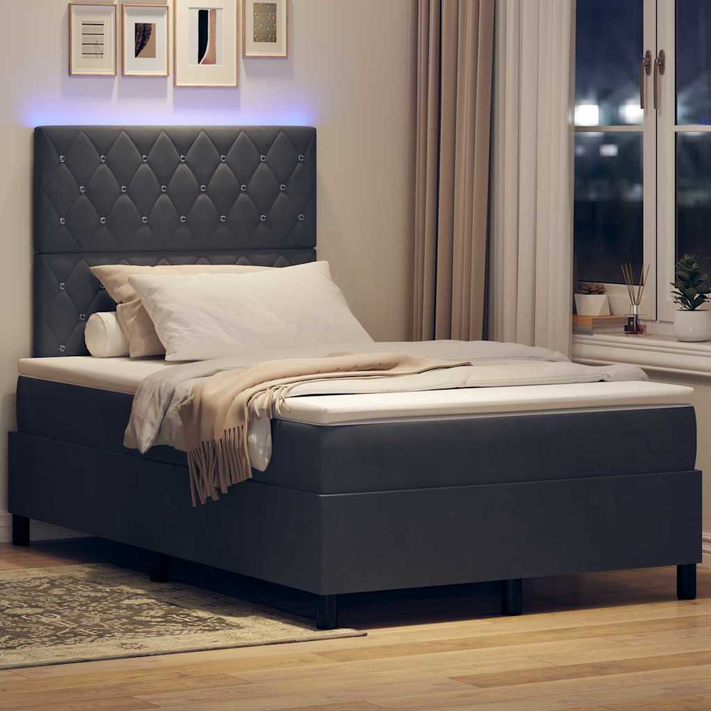 vidaXL LED Κρεβάτι με βάθρο με στρώμα Σκούρο Γκρι 120 x 190 cm Βελούδο