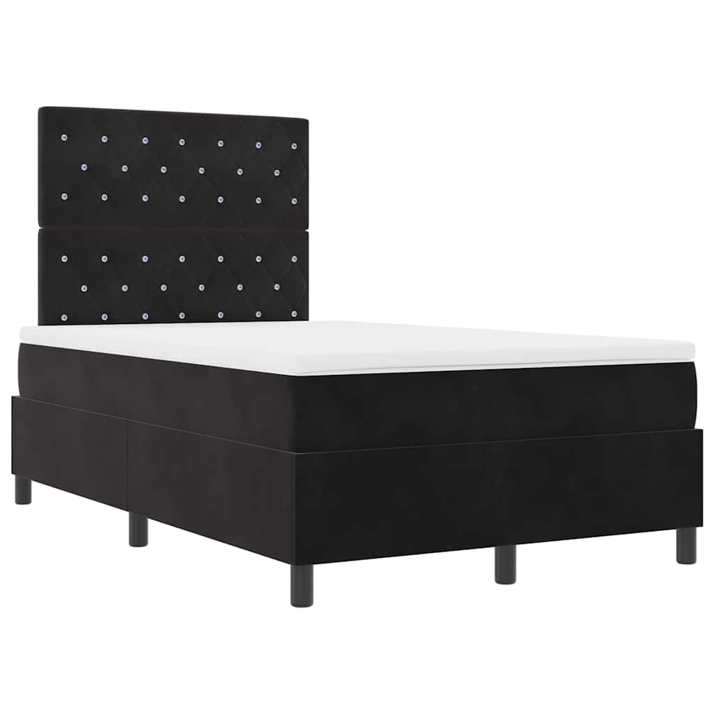 vidaXL LED Κρεβάτι με βάθρο με στρώμα Μαύρο 120 x 190 cm Βελούδο