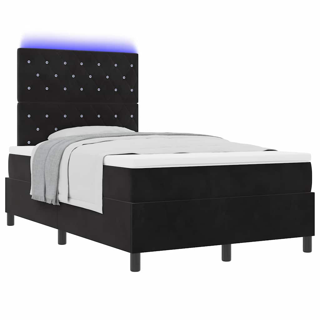 vidaXL LED Κρεβάτι με βάθρο με στρώμα Μαύρο 120 x 200 cm Βελούδο