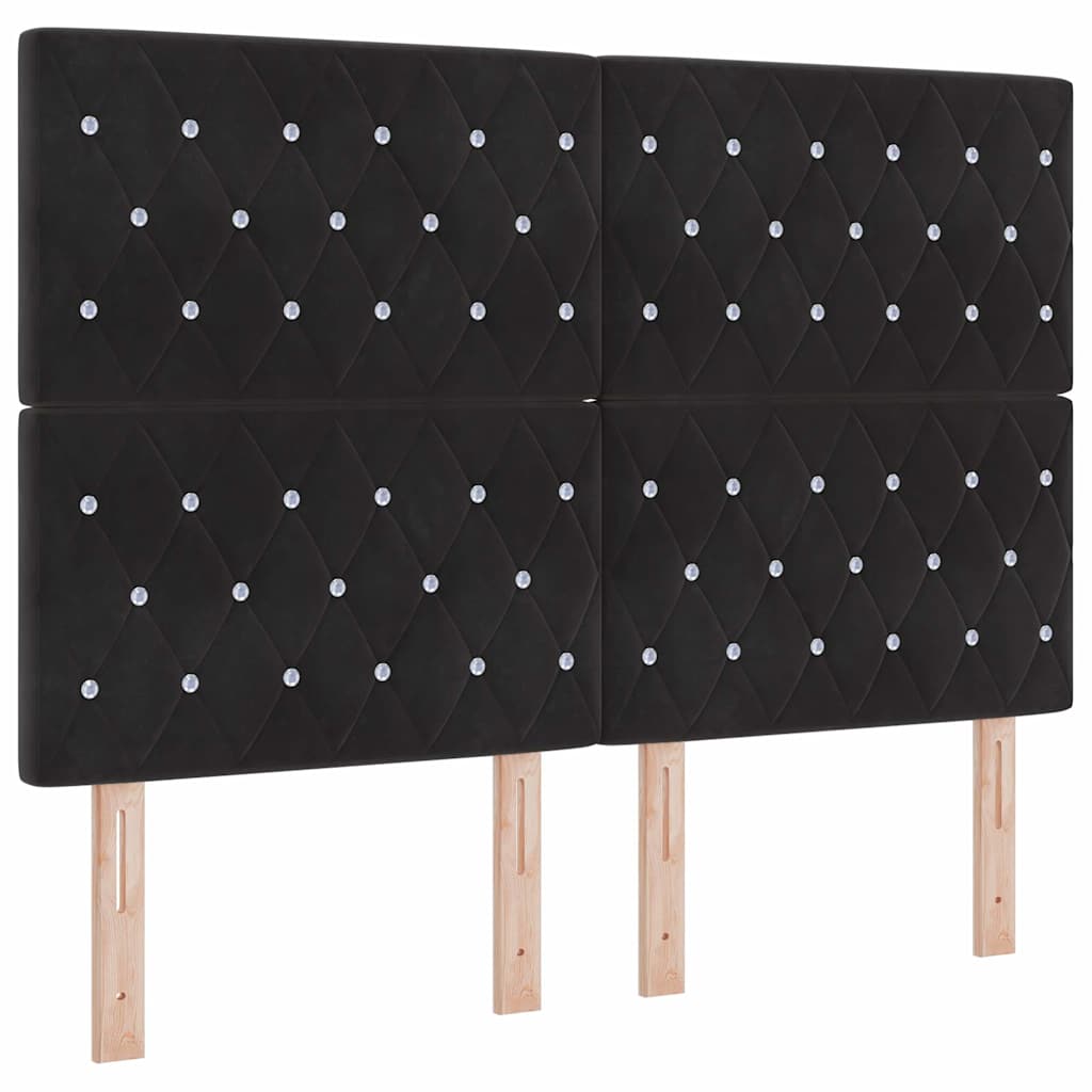 vidaXL LED Κρεβάτι με βάθρο με στρώμα Μαύρο 140 x 190 cm Βελούδο