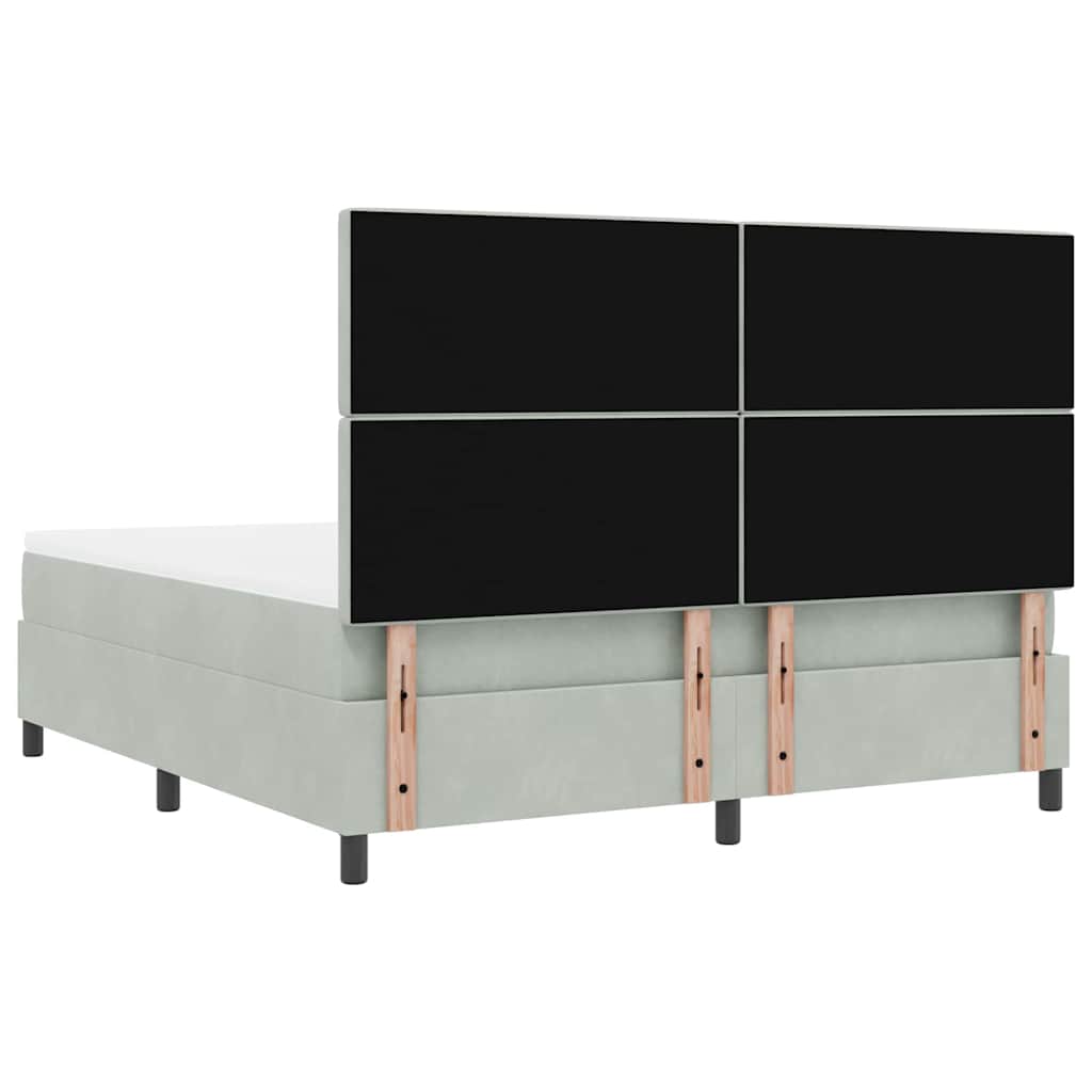vidaXL LED Κρεβάτι με βάθρο Ανοιχτό γκρι 180 x 200 cm Βελούδο