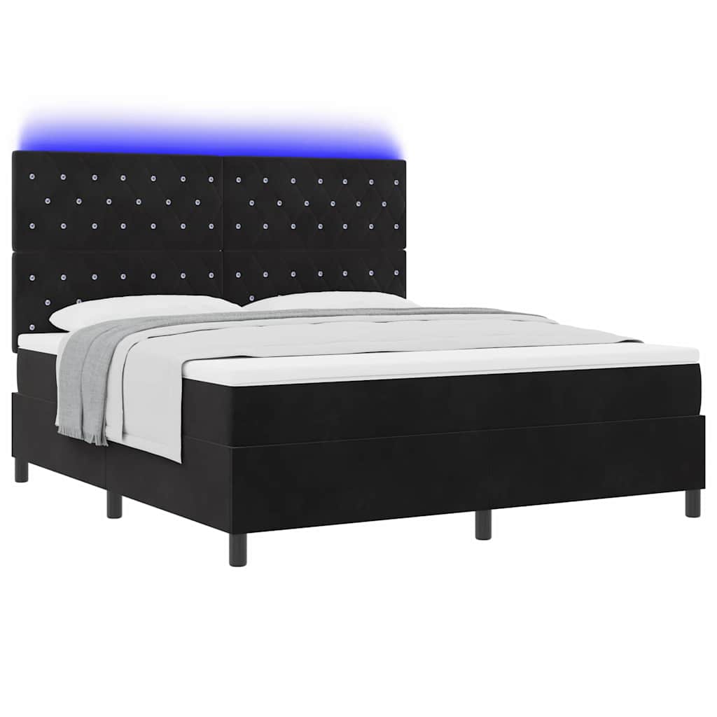 vidaXL LED Κρεβάτι με βάθρο με στρώμα Μαύρο 180 x 200 cm Βελούδο