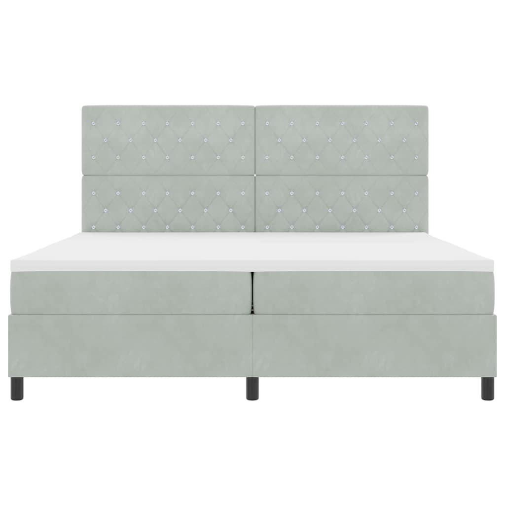 vidaXL LED Κρεβάτι με βάθρο Ανοιχτό γκρι 200 x 200 cm Βελούδο