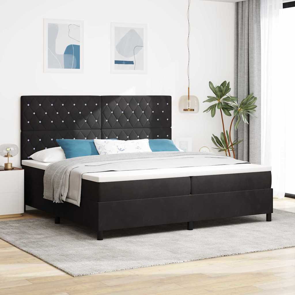 vidaXL LED Κρεβάτι με βάθρο με στρώμα Μαύρο 200 x 200 cm Βελούδο