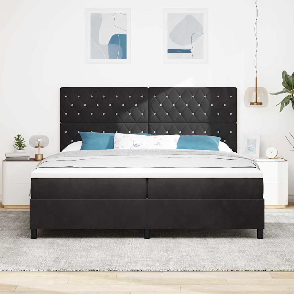 vidaXL LED Κρεβάτι με βάθρο με στρώμα Μαύρο 200 x 200 cm Βελούδο