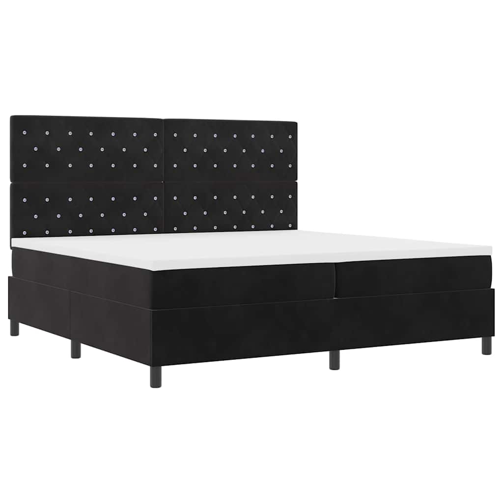 vidaXL LED Κρεβάτι με βάθρο με στρώμα Μαύρο 200 x 200 cm Βελούδο