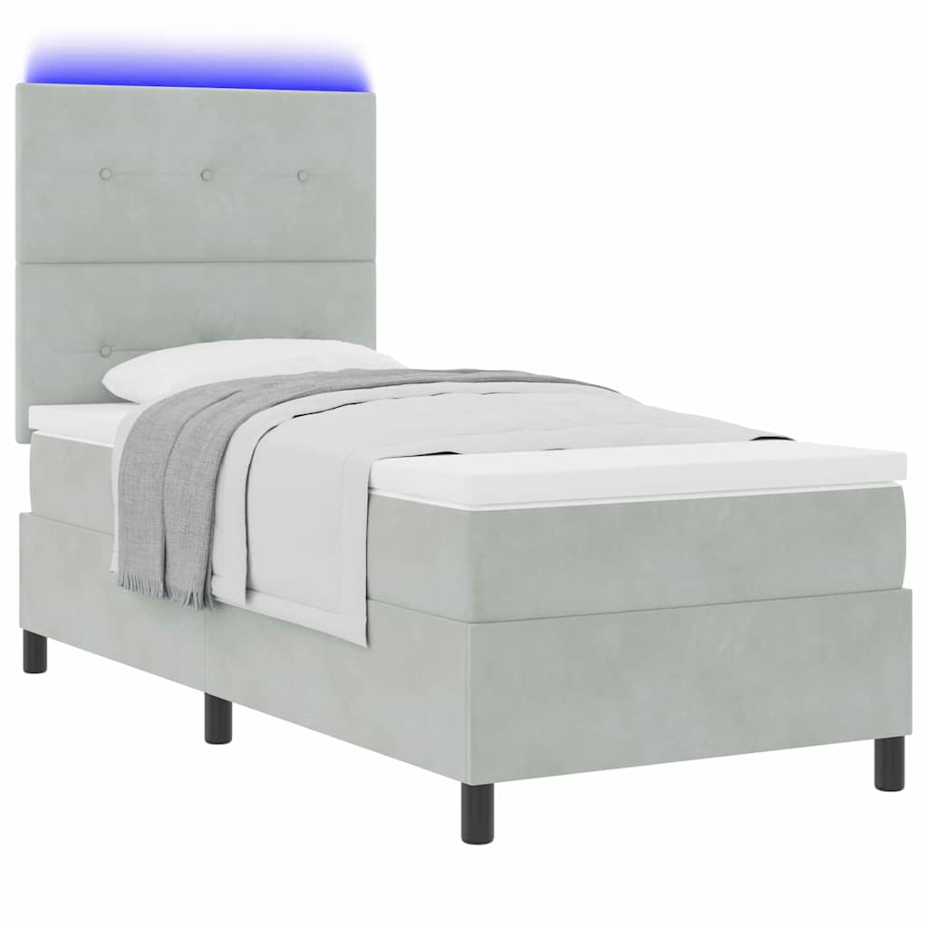 vidaXL LED Κρεβάτι με βάθρο Ανοιχτό γκρι 80 x 200 cm Βελούδο
