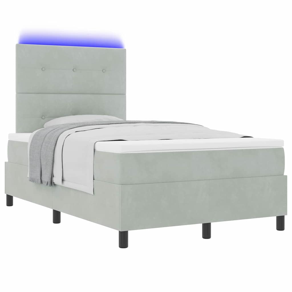 vidaXL LED Κρεβάτι με βάθρο Ανοιχτό γκρι 120 x 200 cm Βελούδο