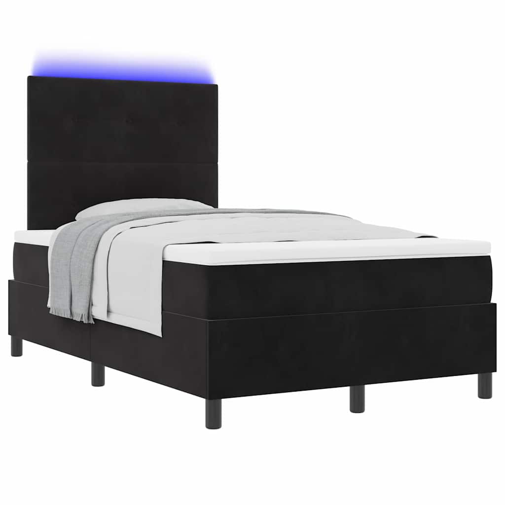 vidaXL LED Κρεβάτι με βάθρο με κεφαλάρι Μαύρο 120 x 200 cm Βελούδο