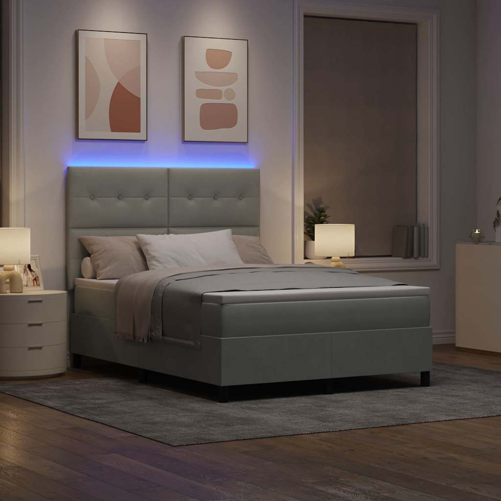 vidaXL LED Κρεβάτι με βάθρο Ανοιχτό γκρι 160 x 200 cm Βελούδο