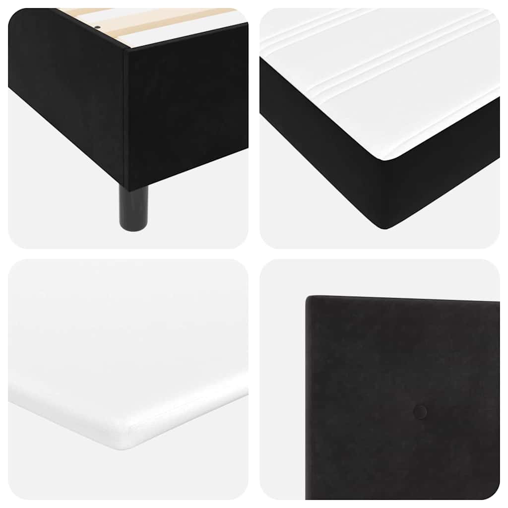 vidaXL LED Κρεβάτι με βάθρο με κεφαλάρι Μαύρο 160 x 200 cm Βελούδο