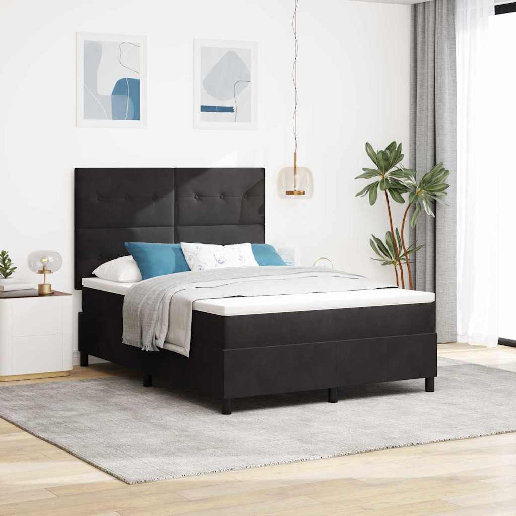 vidaXL LED Κρεβάτι με βάθρο με κεφαλάρι Μαύρο 160 x 200 cm Βελούδο