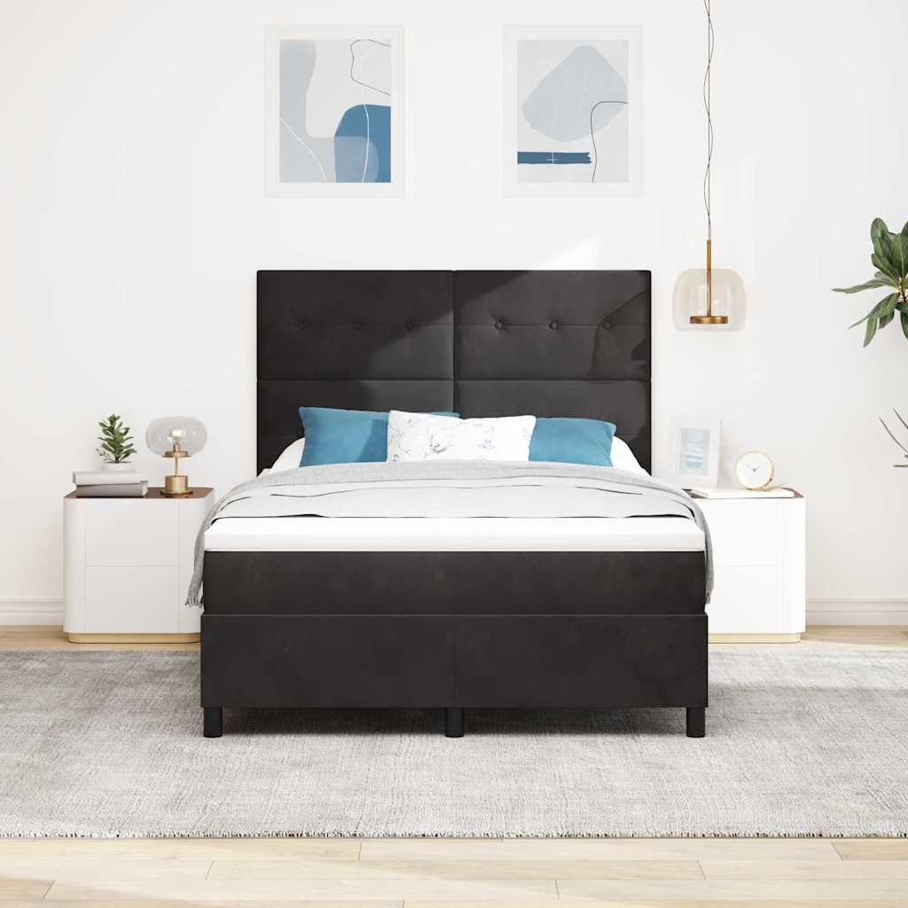 vidaXL LED Κρεβάτι με βάθρο με κεφαλάρι Μαύρο 160 x 200 cm Βελούδο